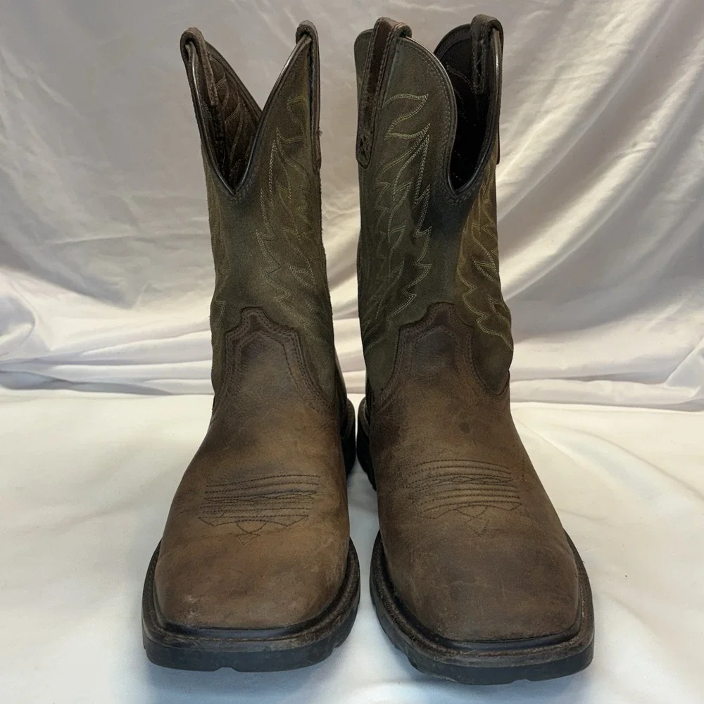 Ariat Boots Mens Size 11 D Groundbreaker Steel Toe Work Brown Leather Pull On